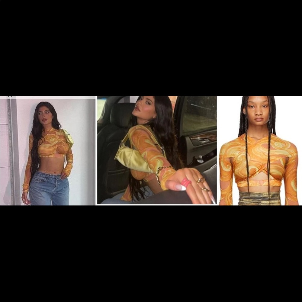 Charlotte Knowles/KNLWS orange swirl cross top